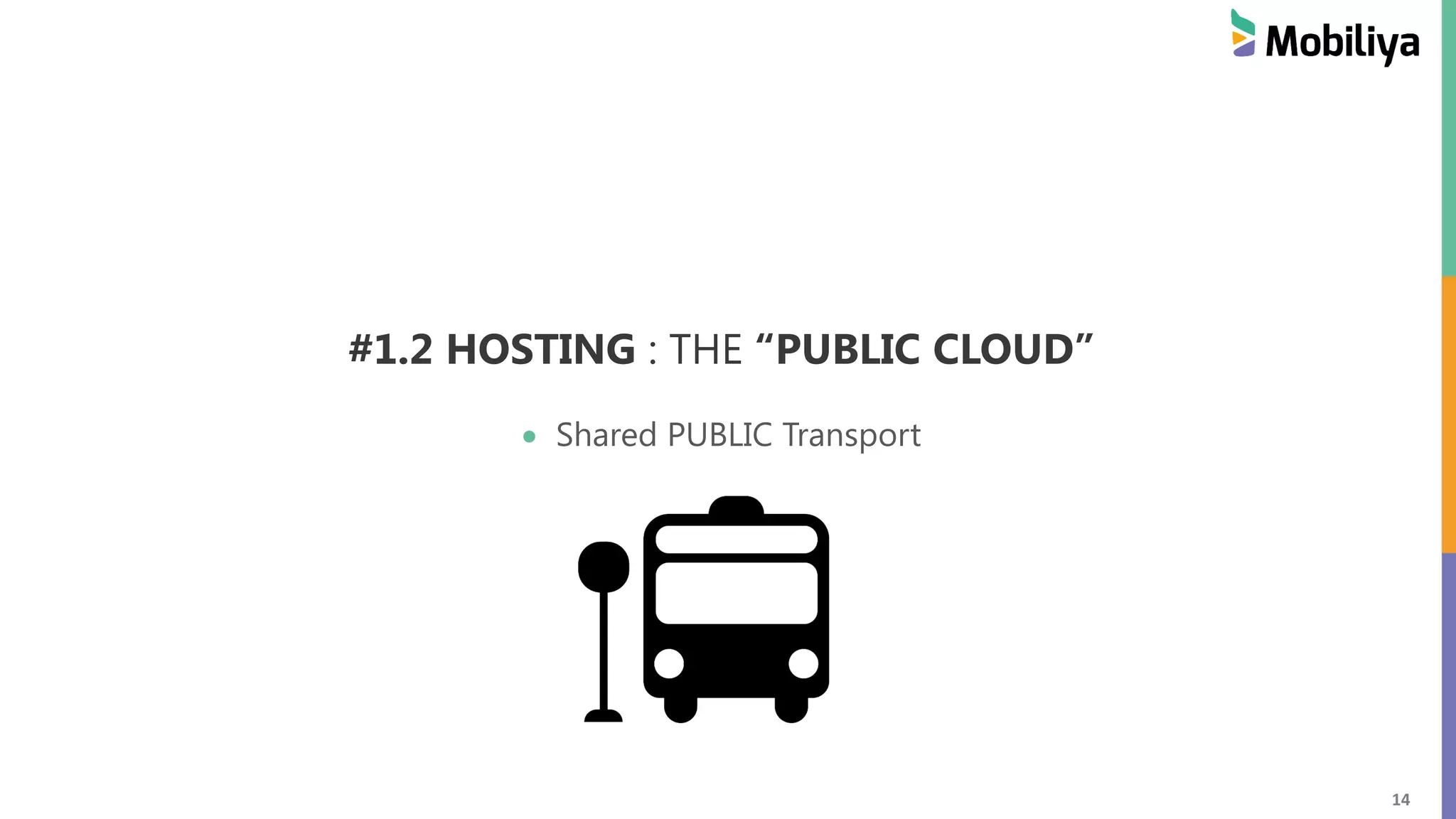 14
#1.2 HOSTING : THE “PUBLIC CLOUD”
 Shared PUBLIC Transport
 