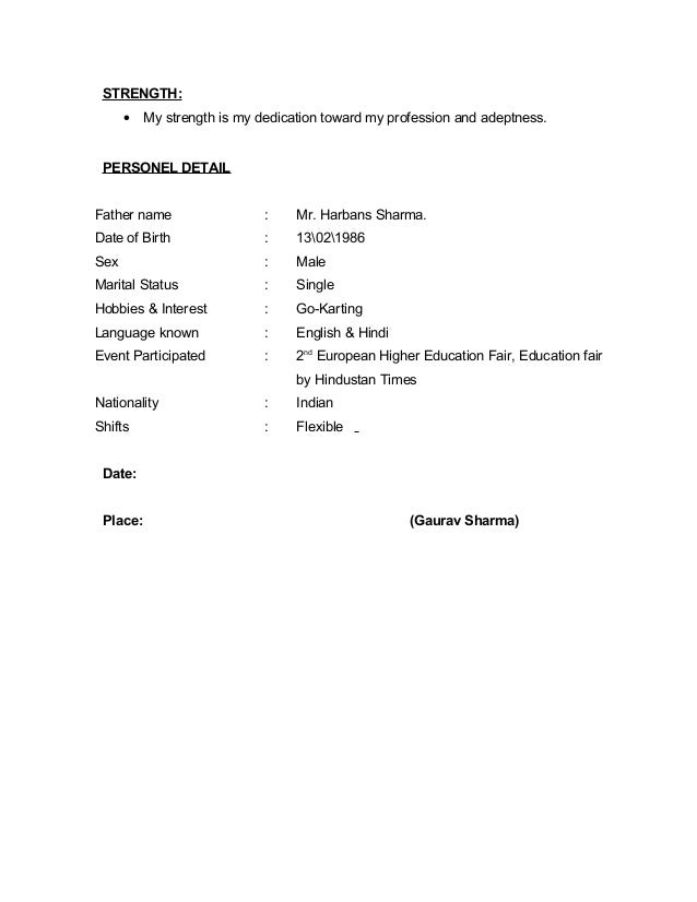 resume format