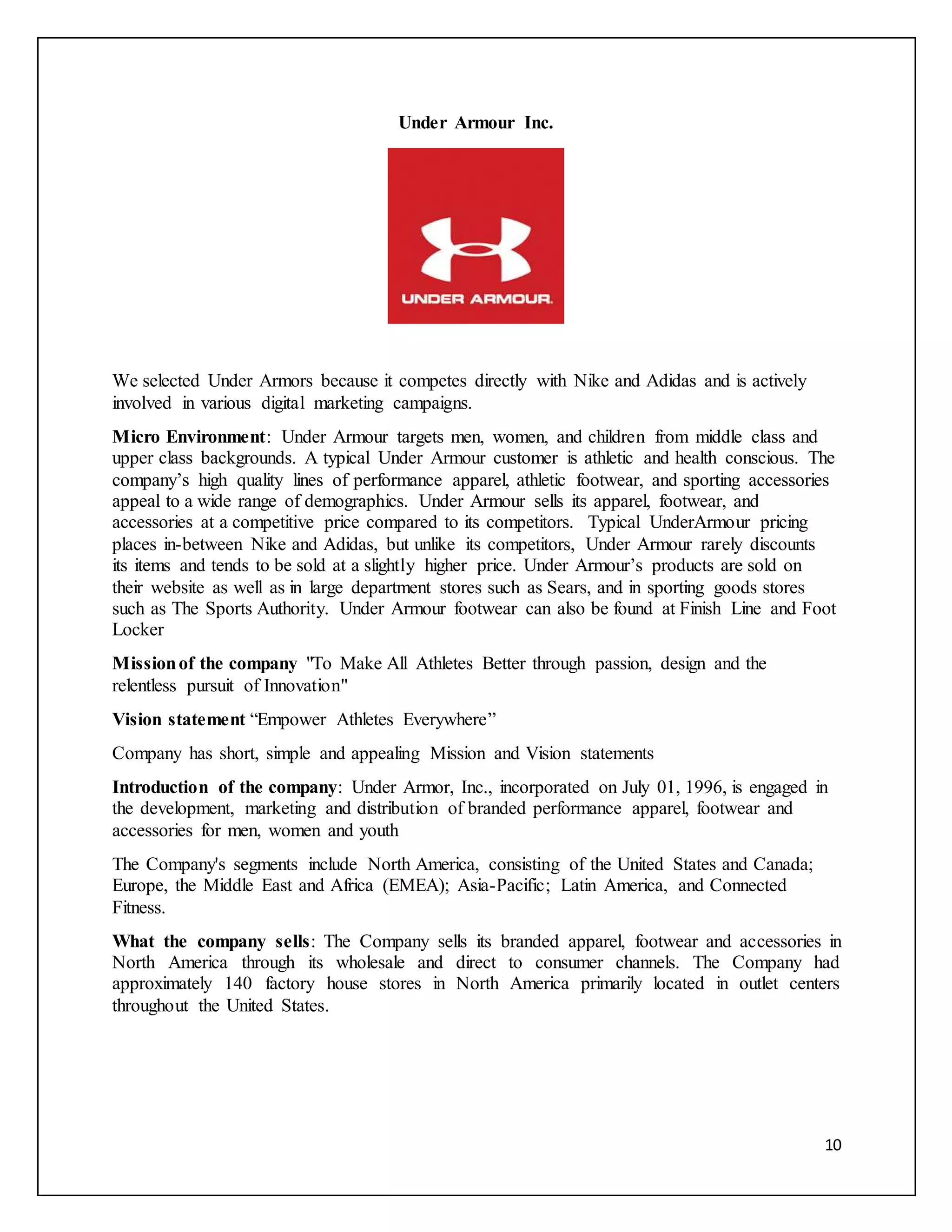 project report on nike brand