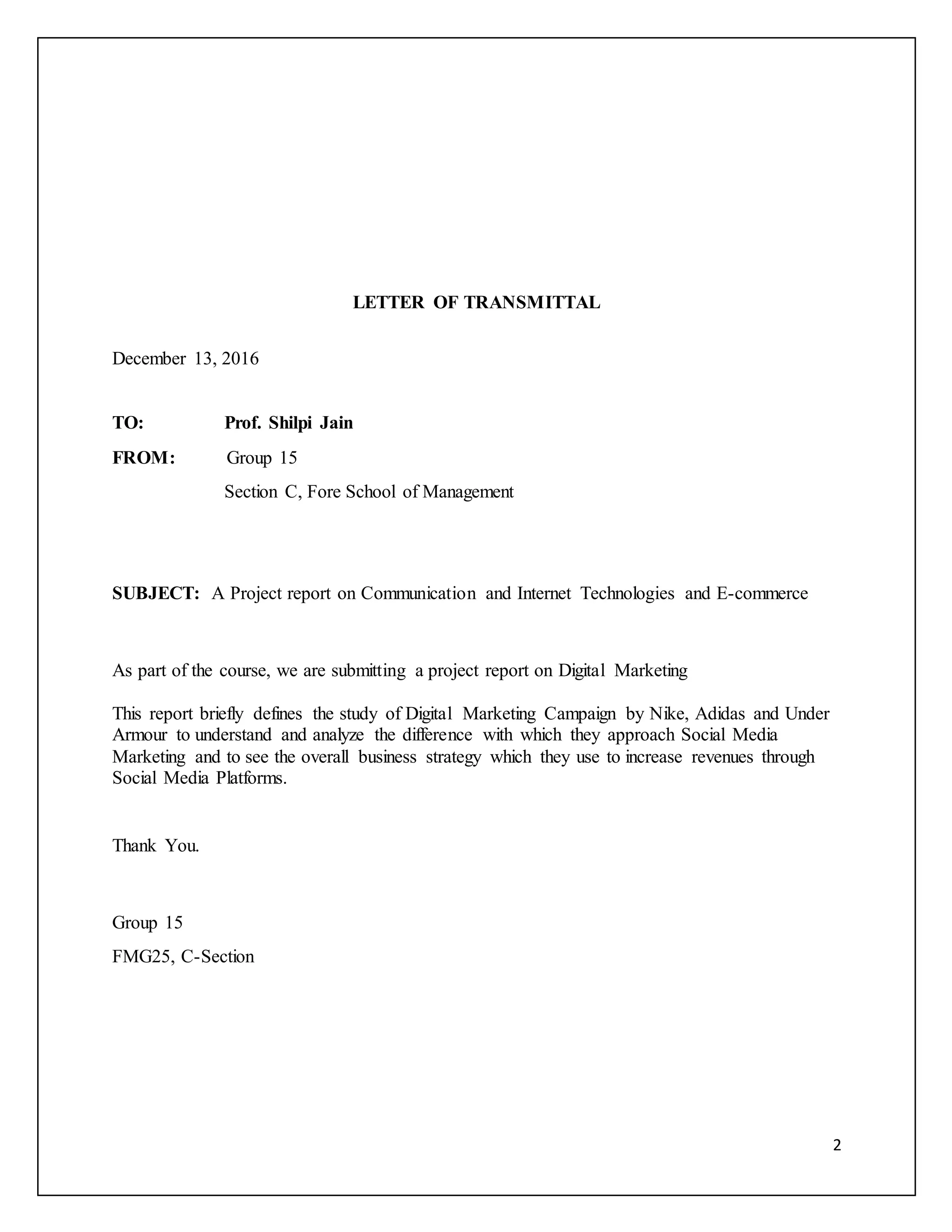 project report on nike brand