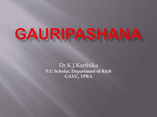 Dr.K.J.Karthika
P.G Scholar, Department of R&B
GAVC, TPRA
 