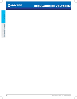 62 GAUSS Catálogo de Produtos - 24 - Regulador de Voltagem
REGULADOR DE VOLTAGEM
ELÉTRICAREGULADORDEVOLTAGEM
 