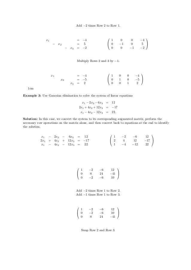 gaussian elimination examples 3x3