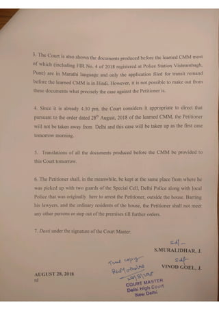 Gautam Navlakha order 28.8.18