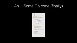 Ah… Some Go code (ﬁnally)
package main
import (
"fmt"
"runtime"
"sync"
)
var wg sync.WaitGroup
/*
* Each go-routine sleeps at random(1-5) seconds.
* This is simulating long working process
* Then we finish in order
*/
func check_baton(leg int, baton chan int) {
for value := range baton {
switch value {
case leg:
// pass the baton
fmt.Println("Finished leg ", leg)
if leg == 4 {
close(baton)
} else {
baton <- leg + 1
}
return
default:
// ignore
baton <- value
}
}
}
func run(leg int, baton chan int) {
defer wg.Done()
fmt.Printf("Leg %d.. churningn", leg)
// Massive CPU churn
for count := 0; count < 300; count++ {
for char := 0; char < 30000; char++ {
fmt.Printf("")
}
}
fmt.Printf("Leg %d.. churned, waiting to exitn", leg)
check_baton(leg, baton)
}
func main() {
runtime.GOMAXPROCS(4)
baton := make(chan int)
wg.Add(4)
for i := 1; i < 5; i++ {
go run(i, baton)
}
// start the race
baton <- 1
// wait for relay to finish
wg.Wait()
}
 