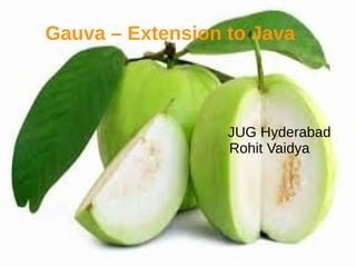 Gauva – Extension to Java
JUG Hyderabad
Rohit Vaidya
 