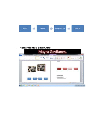  Herramientas SmartArts
NACE CRECE REPRODUCE MUERE
 