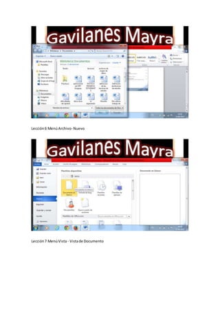 Lección6 Menú Archivo- Nuevo
Lección7 MenúVista- Vistade Documento
 