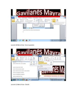 Lección10 Menú Vista- Veren paralelo
Lección11 Menú Vista– Dividir
 