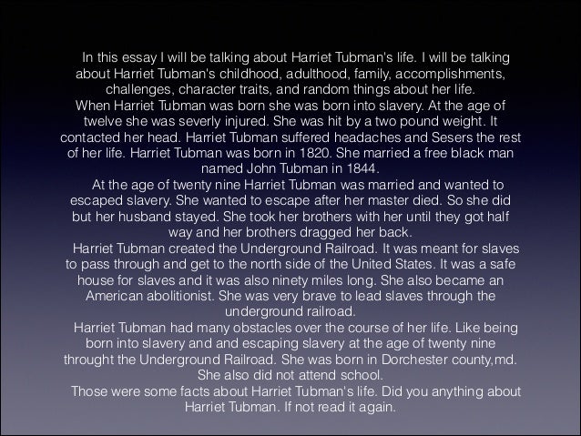 Harriet tubman essays