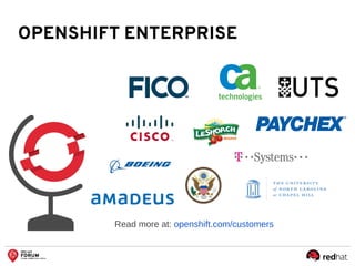 OPENSHIFT ENTERPRISE
Read more at: openshift.com/customers
 