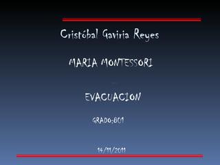 Cristóbal Gaviria Reyes  MARIA MONTESSORI EVACUACION   14/11/2011 GRADO:801 