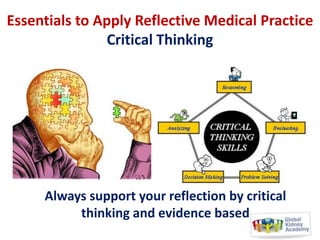 Essentials to Apply Reflective Medical Practice
Critical Thinking

Always support your reflection by critical
thinking and evidence based

 