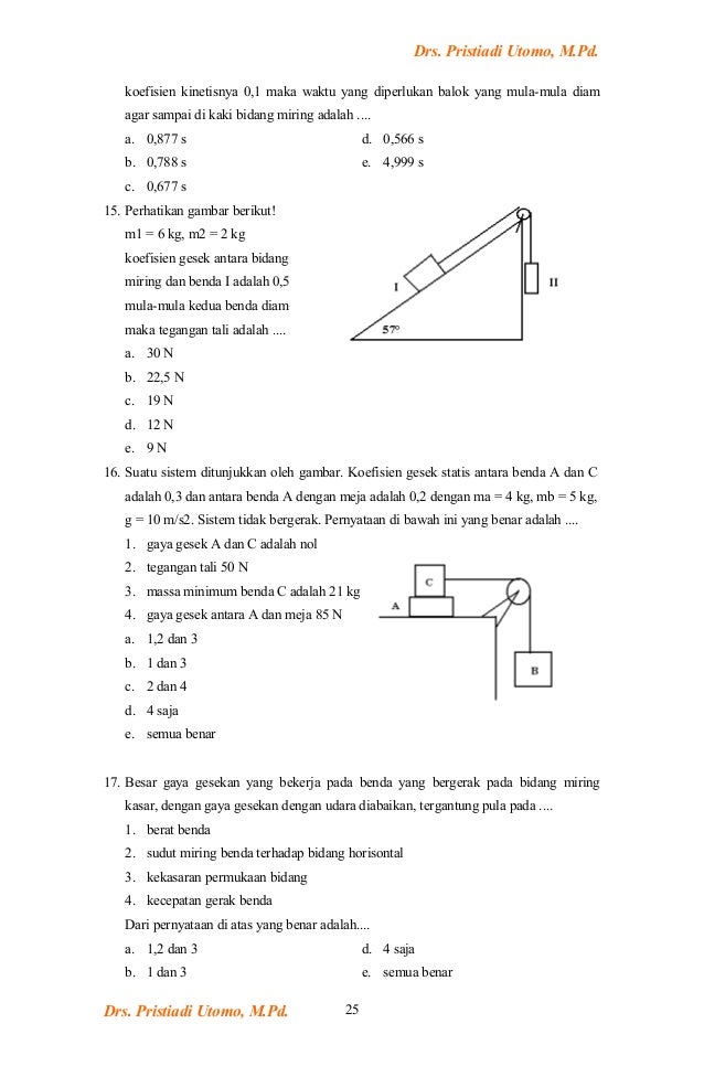Contoh Soal Gaya Gesek Pada Bidang Miring
