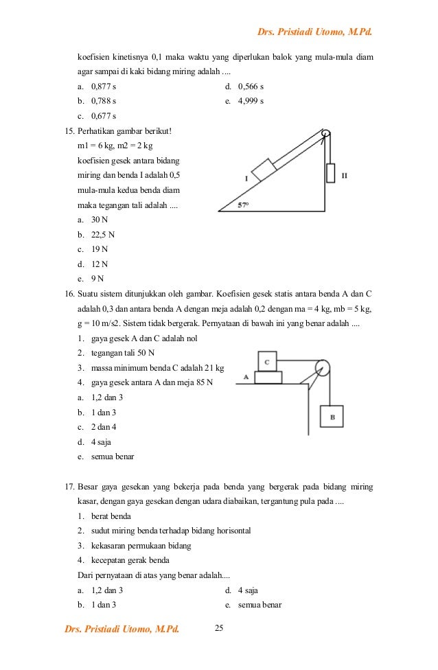 Contoh Soal Gaya Gesek Pada Bidang Miring