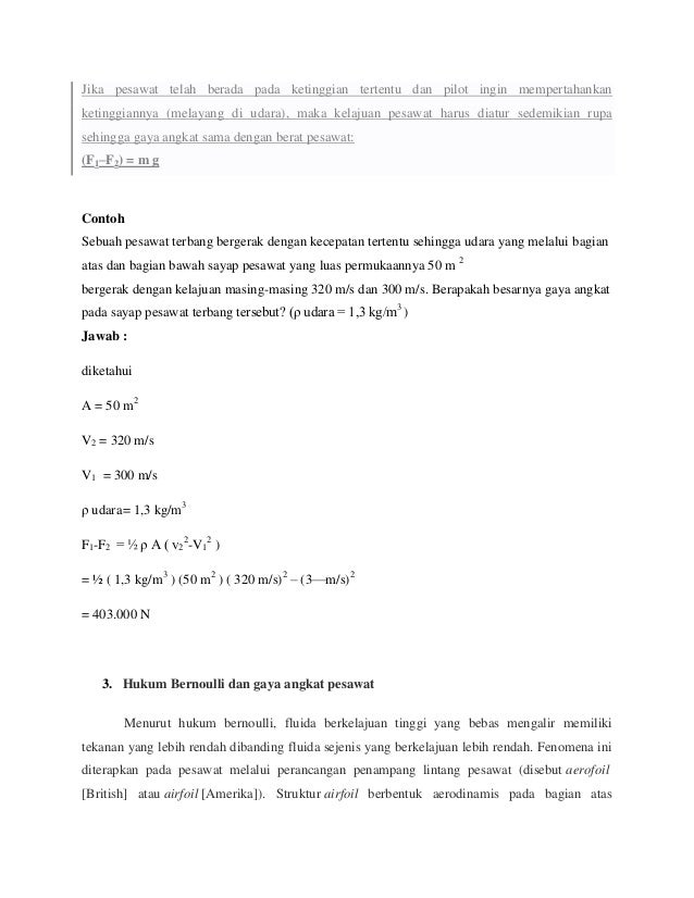 Gaya Angkat Pesawat Dan Bernaulli