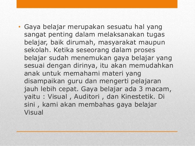 Gaya Belajar Visual