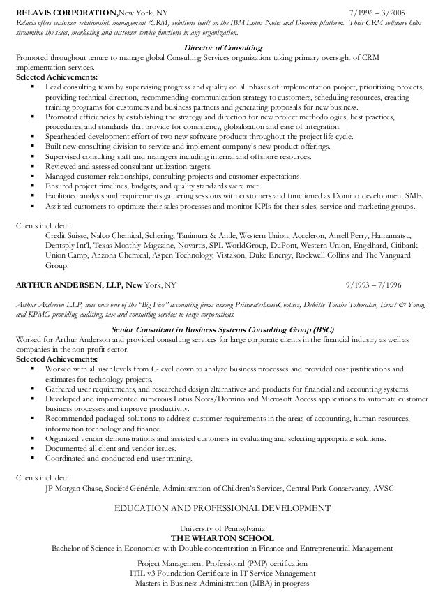 Professional services resume