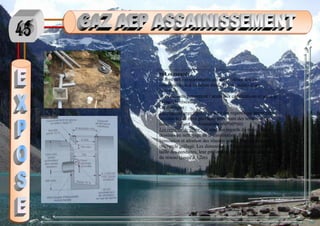 b) Les regards :
ce sont des compartiments qui sont réalisés soit en
maçonnerie, soit en béton armé, ils sont munis d’un
couvercle.
Ces derniers permettent l’accès aux canalisations et aussi le
curage du réseau.
On distingue :
Les regards avec chute : ce sont des regards qui permettent
la collecte des eaux pluviales provenant des terrasses, des
toitures. Ils sont de dimensions (60*60*60)
Les regards de visite : ce sont des regards de surveillance
dessinés au nettoyage de la canalisation. Ils assurent une
ventilation et aération des réseaux pour l’intermédiaire de
couvercle grillagé. Les dimensions et fonctions dépendent la
taille des conduites, leur profondeur est définie par la pente
du réseau (jusqu’à 1,2m).
 