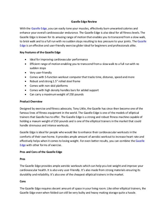 Gazelle Edge Workout Plan