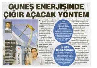 Solarux Yoğunlaştırılmış Güneş Enerjisi gazete haberi