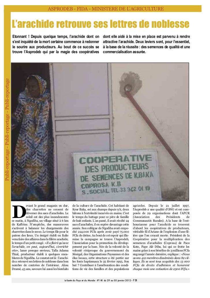 Dossier Les Cooperatives De Producteurs De Semences D Arachides Au