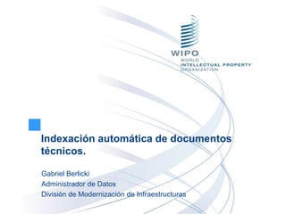 Indexación automática de documentos
técnicos.

Gabriel Berlicki
Administrador de Datos
División de Modernización de Infraestructuras
 