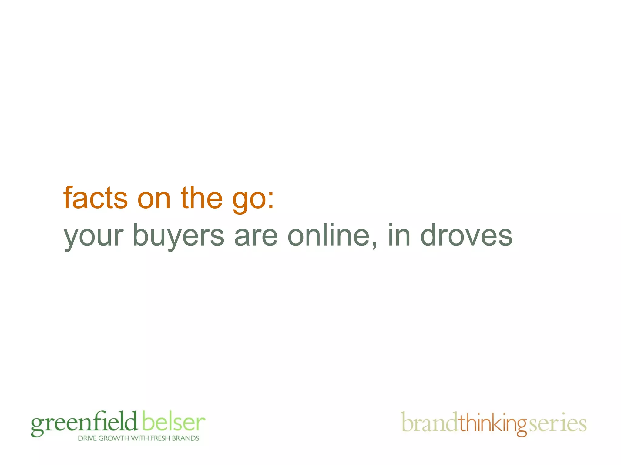 facts on the go: 
your buyers are online, in droves 
 