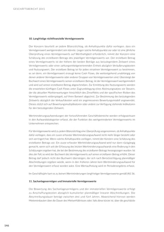 GESCHÄFTSBERICHT 2015
146
10. Langfristige nichtfinanzielle Vermögenswerte
Der Konzern beurteilt an jedem Bilanzstichtag, ob Anhaltspunkte dafür vorliegen, dass ein
Vermögenswert wertgemindert sein könnte. Liegen solche Anhaltspunkte vor oder ist eine jährliche
Überprüfung eines Vermögenswerts auf Werthaltigkeit erforderlich, nimmt der Konzern eine
Schätzung des erzielbaren Betrags des jeweiligen Vermögenswerts vor. Der erzielbare Betrag
eines Vermögenswerts ist der höhere der beiden Beträge aus beizulegendem Zeitwert eines
Vermögenswerts oder einer zahlungsmittelgenerierenden Einheit abzüglich Veräußerungskosten
und Nutzungswert. Der erzielbare Betrag ist für jeden einzelnen Vermögenswert zu bestimmen,
es sei denn, ein Vermögenswert erzeugt keine Cash Flows, die weitestgehend unabhängig von
denen anderer Vermögenswerte oder anderer Gruppen von Vermögenswerten sind. Übersteigt der
Buchwert eines Vermögenswerts seinen erzielbaren Betrag, ist der Vermögenswert wertgemindert
und wird auf seinen erzielbaren Betrag abgeschrieben. Zur Ermittlung des Nutzungswerts werden
die erwarteten künftigen Cash Flows unter Zugrundelegung eines Abzinsungssatzes vor Steuern,
der die aktuellen Markterwartungen hinsichtlich des Zinseffekts und der spezifischen Risiken des
Vermögenswerts widerspiegelt, auf ihren Barwert abgezinst. Zur Bestimmung des beizulegenden
Zeitwerts abzüglich der Verkaufskosten wird ein angemessenes Bewertungsmodell angewendet.
Dieses stützt sich auf Bewertungsmultiplikatoren oder andere zur Verfügung stehende Indikatoren
für den beizulegenden Zeitwert.
Wertminderungsaufwendungen der fortzuführenden Geschäftsbereiche werden erfolgswirksam
in den Aufwandskategorien erfasst, die der Funktion des wertgeminderten Vermögenswerts im
Unternehmen entsprechen.
Für Vermögenswerte wird zu jedem Bilanzstichtag eine Überprüfung vorgenommen, ob Anhaltspunkte
dafür vorliegen, dass ein zuvor erfasster Wertminderungsaufwand nicht mehr länger besteht oder
sich verringert hat. Wenn solche Anhaltspunkte vorliegen, nimmt der Konzern eine Schätzung des
erzielbaren Betrags vor. Ein zuvor erfasster Wertminderungsaufwand wird nur dann rückgängig
gemacht, wenn sich seit der Erfassung des letzten Wertminderungsaufwands eine Änderung in den
Schätzungen ergeben hat, die bei der Bestimmung des erzielbaren Betrags herangezogen wurden. Ist
dies der Fall, so wird der Buchwert des Vermögenswerts auf seinen erzielbaren Betrag erhöht. Dieser
Betrag darf jedoch nicht den Buchwert übersteigen, der sich nach Berücksichtigung planmäßiger
Abschreibungen ergeben würde, wenn in den früheren Jahren kein Wertminderungsaufwand für
den Vermögenswert erfasst worden wäre. Eine Wertaufholung wird im Periodenergebnis erfasst.
Im Geschäftsjahr kam es zu keinen Wertminderungen langfristiger Vermögenswerte gemäß IAS 36.
11. Sachanlagevermögen und Immaterielle Vermögenswerte
Die Bewertung des Sachanlagevermögens und der immateriellen Vermögenswerte erfolgt
zu Anschaffungskosten abzüglich kumulierter planmäßiger linearer Abschreibungen. Die
Abschreibungsdauer beträgt zwischen drei und fünf Jahren. Abweichend hiervon werden
Mietereinbauten über die Dauer des Mietverhältnisses oder, falls diese kürzer ist, über die geschätzte
 