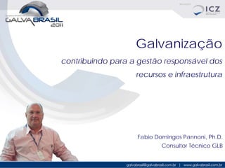 Galvanização
contribuindo para a gestão responsável dos
                   recursos e infraestrutura




                   Fabio Domingos Pannoni, Ph.D.
                           Consultor Técnico GLB
 