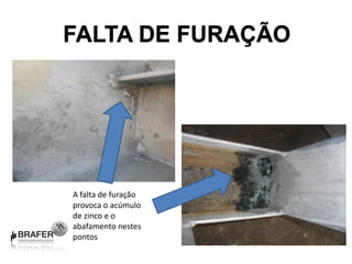 FALTA DE FURAÇÃO




A falta de furação
provoca o acúmulo
de zinco e o
abafamento nestes
pontos
 