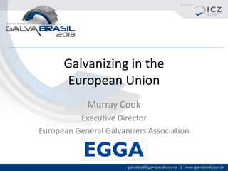 Galvanizing in the
European Union
Murray Cook
Executive Director
European General Galvanizers Association

 