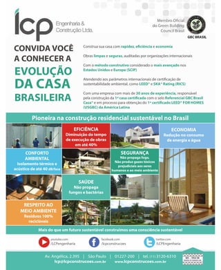 82 jul/15 rev/gbc/br
anuário GBC 2015
䄀瘀⸀ 䄀渀最氀椀挀愀Ⰰ ㈀⸀㌀㤀㔀    簀    匀漀 倀愀甀氀漀    簀    　㄀㈀㈀㜀ⴀ㈀　　    簀    琀攀氀⸀ ⠀㄀㄀⤀ ㌀㄀㈀　ⴀ㘀㌀㄀　
氀挀瀀䀀氀挀瀀挀漀渀猀琀爀甀挀漀攀猀⸀挀漀洀⸀戀爀         眀眀眀⸀氀挀瀀挀漀渀猀琀爀甀挀漀攀猀⸀挀漀洀⸀戀爀
琀眀椀琀琀攀爀⸀挀漀洀
⼀䰀䌀倀䔀渀最攀渀栀愀爀椀愀
昀愀挀攀戀漀漀欀⸀挀漀洀
⼀氀挀瀀挀漀渀猀琀爀甀挀漀攀猀
礀漀甀琀甀戀攀⸀挀漀洀
⼀䰀䌀倀攀渀最攀渀栀愀爀椀愀
䴀愀椀猀 搀漀 焀甀攀 甀洀 昀甀琀甀爀漀 猀甀猀琀攀渀琀瘀攀氀 挀漀渀猀琀爀甀椀洀漀猀 甀洀愀 挀漀渀猀挀椀渀挀椀愀 猀甀猀琀攀渀琀瘀攀氀
倀椀漀渀攀椀爀愀 渀愀 挀漀渀猀琀爀甀漀 爀攀猀椀搀攀渀挀椀愀氀 猀甀猀琀攀渀琀瘀攀氀 渀漀 䈀爀愀猀椀氀
刀䔀匀倀䔀䤀吀伀 䄀伀 
䴀䔀䤀伀 䄀䴀䈀䤀䔀一吀䔀
刀攀猀搀甀漀猀 ㄀　　─ 
爀攀挀椀挀氀瘀攀椀猀
䌀伀一䘀伀刀吀伀 
䄀䴀䈀䤀䔀一吀䄀䰀 
䤀猀漀氀愀洀攀渀琀漀 琀爀洀椀挀漀 攀 
愀挀切猀琀椀挀漀 搀攀 愀琀 㐀　 搀䈀⼀昀愀挀攀
䔀䌀伀一伀䴀䤀䄀
刀攀搀甀漀 渀漀 挀漀渀猀甀洀漀 
搀攀 攀渀攀爀最椀愀 攀 最甀愀
匀䄀򂐀䐀䔀
一漀 瀀爀漀瀀愀最愀 
昀甀渀最漀猀 攀 戀愀挀琀爀椀愀猀
匀䔀䜀唀刀䄀一윀䄀
一漀 瀀爀漀瀀愀最愀 昀漀最漀Ⰰ 
一漀 瀀爀漀搀甀稀 最愀稀攀猀 琀砀椀挀漀猀 
瀀爀攀樀甀搀椀挀椀愀椀猀 愀漀猀 猀攀爀攀猀 
栀甀洀愀渀漀猀 攀 愀漀 洀攀椀漀 愀洀戀椀攀渀琀攀
䔀䘀䤀䌀䤀쨀一䌀䤀䄀
䐀椀洀椀渀甀椀漀 搀漀 琀攀洀瀀漀 
搀攀 攀砀攀挀甀漀 搀攀 漀戀爀愀猀 
攀洀 愀琀 㐀　─
䌀漀渀猀琀爀甀愀 猀甀愀 挀愀猀愀 挀漀洀 爀愀瀀椀搀攀稀Ⰰ 攀攀挀椀渀挀椀愀 攀 攀挀漀渀漀洀椀愀 
伀戀爀愀猀 氀椀洀瀀愀猀 攀 猀攀最甀爀愀猀Ⰰ 愀甀搀椀琀愀搀愀猀 瀀漀爀 漀爀最愀渀椀稀愀攀猀 椀渀琀攀爀渀愀挀椀漀渀愀椀猀
䌀漀洀 漀 洀琀漀搀漀 挀漀渀猀琀爀甀琀椀瘀漀 挀漀渀猀椀搀攀爀愀搀漀 漀 洀愀椀猀 愀瘀愀渀愀搀漀 渀漀猀 
䔀猀琀愀搀漀猀 唀渀椀搀漀猀 攀 䔀甀爀漀瀀愀 ⠀匀䌀䤀倀⤀   
䄀琀攀渀搀攀渀搀漀 愀漀猀 瀀愀爀洀攀琀爀漀猀 椀渀琀攀爀渀愀挀椀漀渀愀椀猀 搀攀 挀攀爀琀椀椀挀愀漀 搀攀 
猀甀猀琀攀渀琀愀戀椀氀椀搀愀搀攀 愀洀戀椀攀渀琀愀氀Ⰰ 挀漀洀漀 䰀䔀䔀䐀글 攀 匀䬀䄀글 刀愀琀椀渀最 ⠀刀䤀䌀匀⤀
䌀䌀漀洀 甀洀愀 攀洀瀀爀攀猀愀 挀漀洀 洀愀椀猀 搀攀 ㌀　 愀渀漀猀 搀攀 攀砀瀀攀爀椀渀挀椀愀Ⰰ 爀攀猀瀀漀渀猀瘀攀氀 
瀀攀氀愀 挀漀渀猀琀爀甀漀 搀愀 ㄀ꨀ 挀愀猀愀 挀攀爀琀椀椀挀愀搀愀 挀漀洀 漀 猀攀氀漀 刀攀昀攀爀攀渀挀椀愀氀 䜀䈀䌀 䈀爀愀猀椀氀 
䌀愀猀愀글 攀 攀洀 瀀爀漀挀攀猀猀漀 瀀愀爀愀 漀戀琀攀渀漀 搀漀 ㄀먀 挀攀爀琀椀椀挀愀搀漀 䰀䔀䔀䐀글 䘀伀刀 䠀伀䴀䔀匀 
⠀唀匀䜀䈀䌀⤀ 搀愀 䄀洀爀椀挀愀 䰀愀琀椀渀愀
䐀䄀 䌀䄀匀䄀 
䈀刀䄀匀䤀䰀䔀䤀刀䄀
䔀嘀伀䰀唀윀쌀伀
䌀伀一嘀䤀䐀䄀 嘀伀䌀쨀 
䄀 䌀伀一䠀䔀䌀䔀刀 䄀
䴀攀洀戀爀漀 伀伀挀椀愀氀
搀漀 䜀爀攀攀渀 䈀甀椀氀搀椀渀最
䌀漀甀渀挀椀氀 䈀爀愀猀椀氀
 