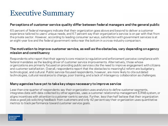 summary of customer service experience
