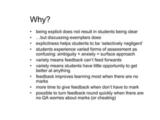 Improving student learning through assessment and feedback in the new ...