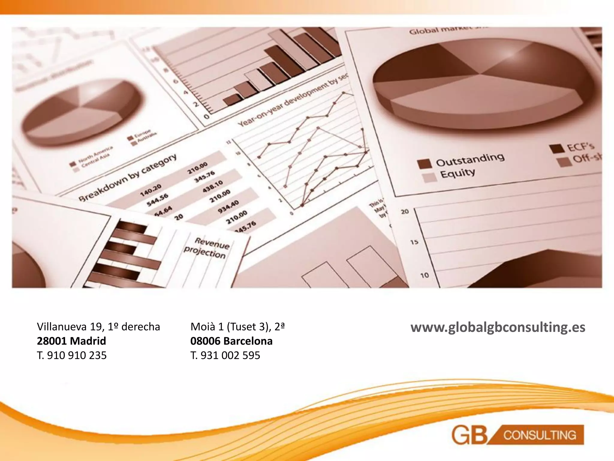 Villanueva 19, 1º derecha   Moià 1 (Tuset 3), 2ª   www.globalgbconsulting.es
28001 Madrid                08006 Barcelona
T. 910 910 235              T. 931 002 595
 
