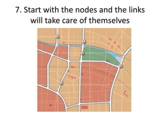 7. Start with the nodes and the links
will take care of themselves
 