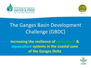 The Ganges Basin Development
Challenge (GBDC)
Increasing the resilience of agricultural &
aquaculture systems in the coastal zone
of the Ganges Delta

 