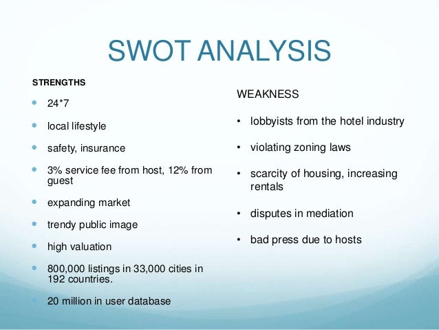 business analysis of airbnb list of strengths and weakness