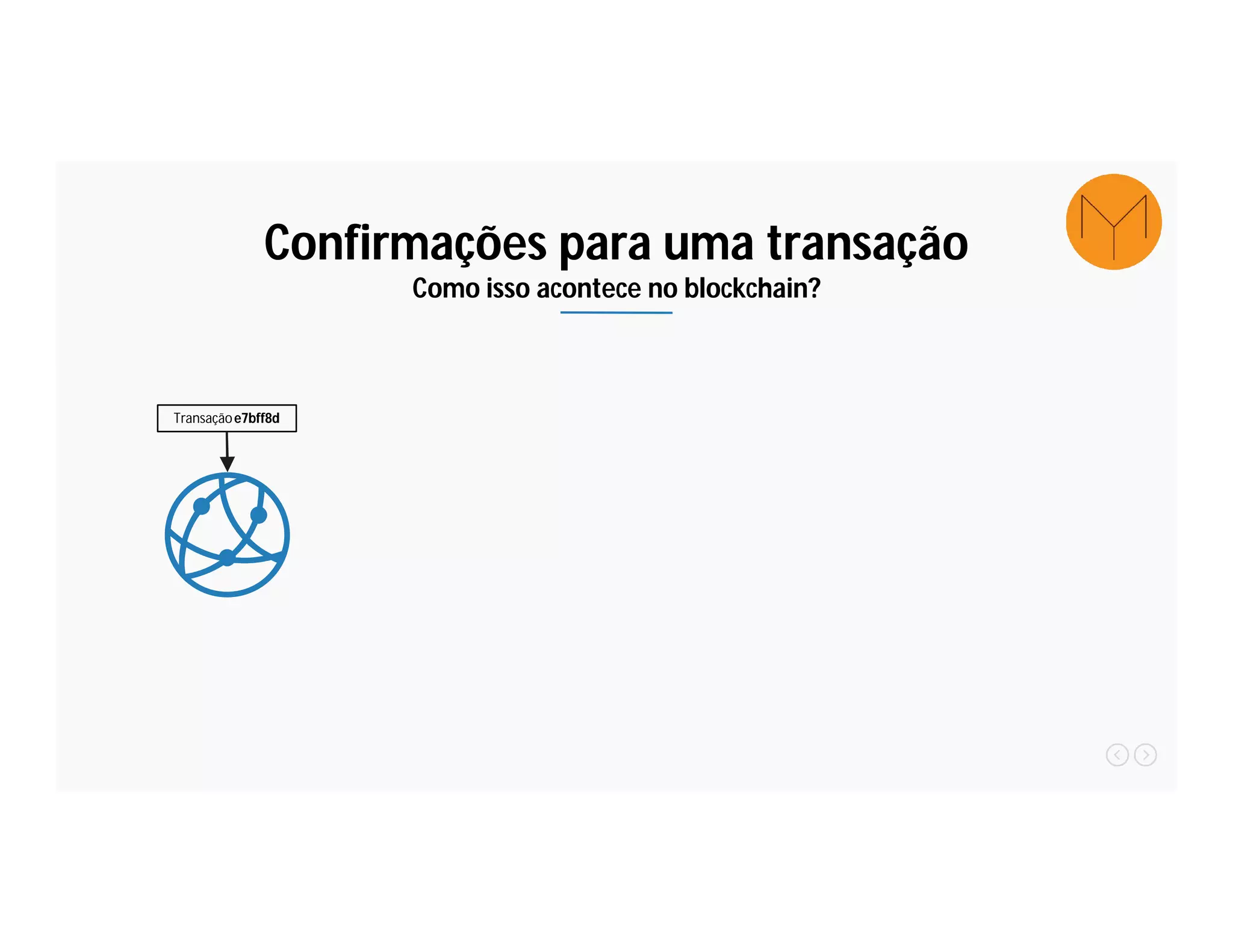 Transaçãoe7bff8d
Confirmações para uma transação
Como isso acontece no blockchain?
 