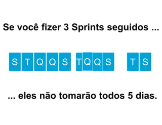 Se você fizer 3 Sprints seguidos ...
... eles não tomarão todos 5 dias.
SS T Q Q ST Q STQ
 