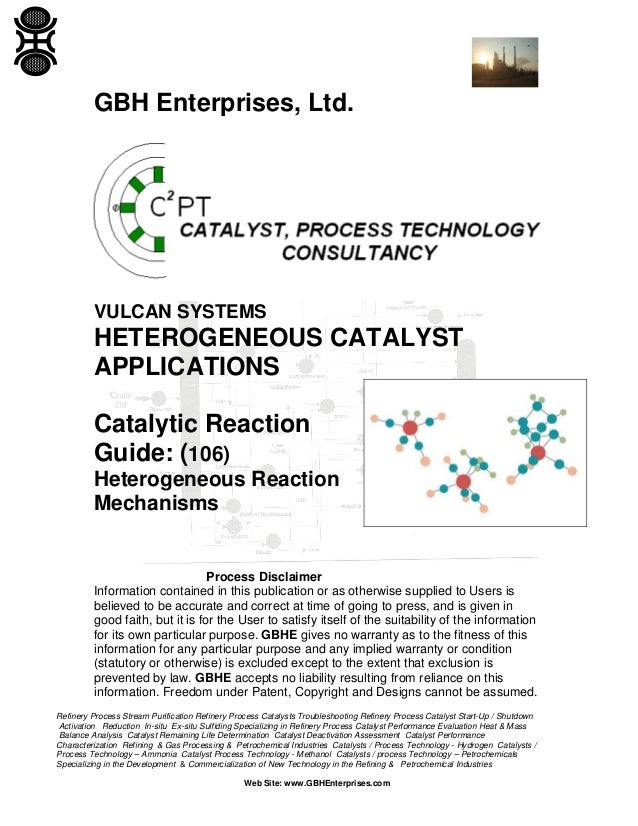 Vulcan Catalytic Reaction Guide 106 Heterogeneous Reaction Mechan Vulcan Catalytic Reaction Guide 106 Heterogeneous Reaction Mechan