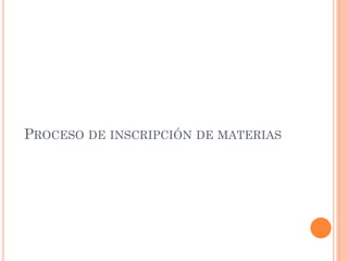 PROCESO DE INSCRIPCIÓN DE MATERIAS
 