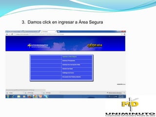 3. Damos click en ingresar a Área Segura
 