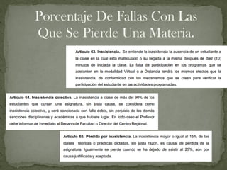 Porcentaje De Fallas Con Las
Que Se Pierde Una Materia.
 