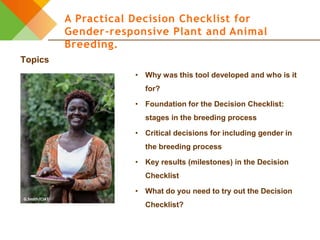 A practical decision checklist for gender-responsive plant and animal breeding