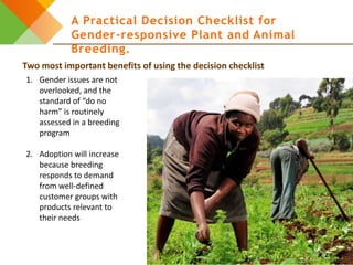 A practical decision checklist for gender-responsive plant and animal breeding