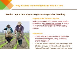 A practical decision checklist for gender-responsive plant and animal breeding