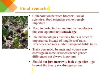 Integrating gendered knowledge into banana breeding
