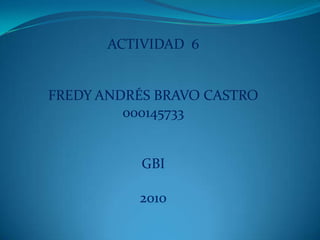 ACTIVIDAD  6 FREDY ANDRÉS BRAVO CASTRO 000145733 GBI 2010 